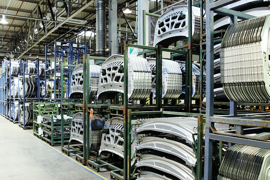 OEM car parts being stored in a warehouse